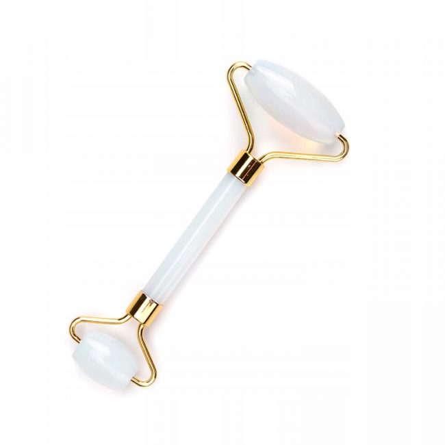 Baltojo nefrito veido masažuoklis, white jadeite roller