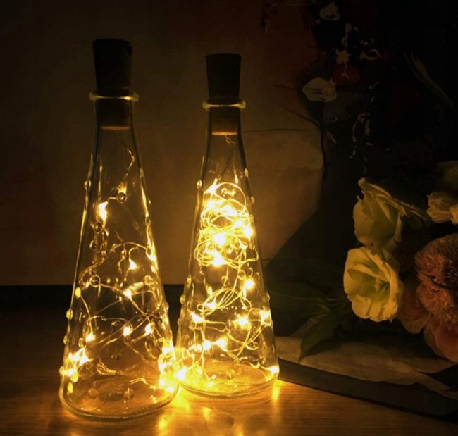 LED girlianda butelyje