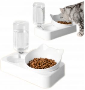 Katės maisto ir vandens dozatorius