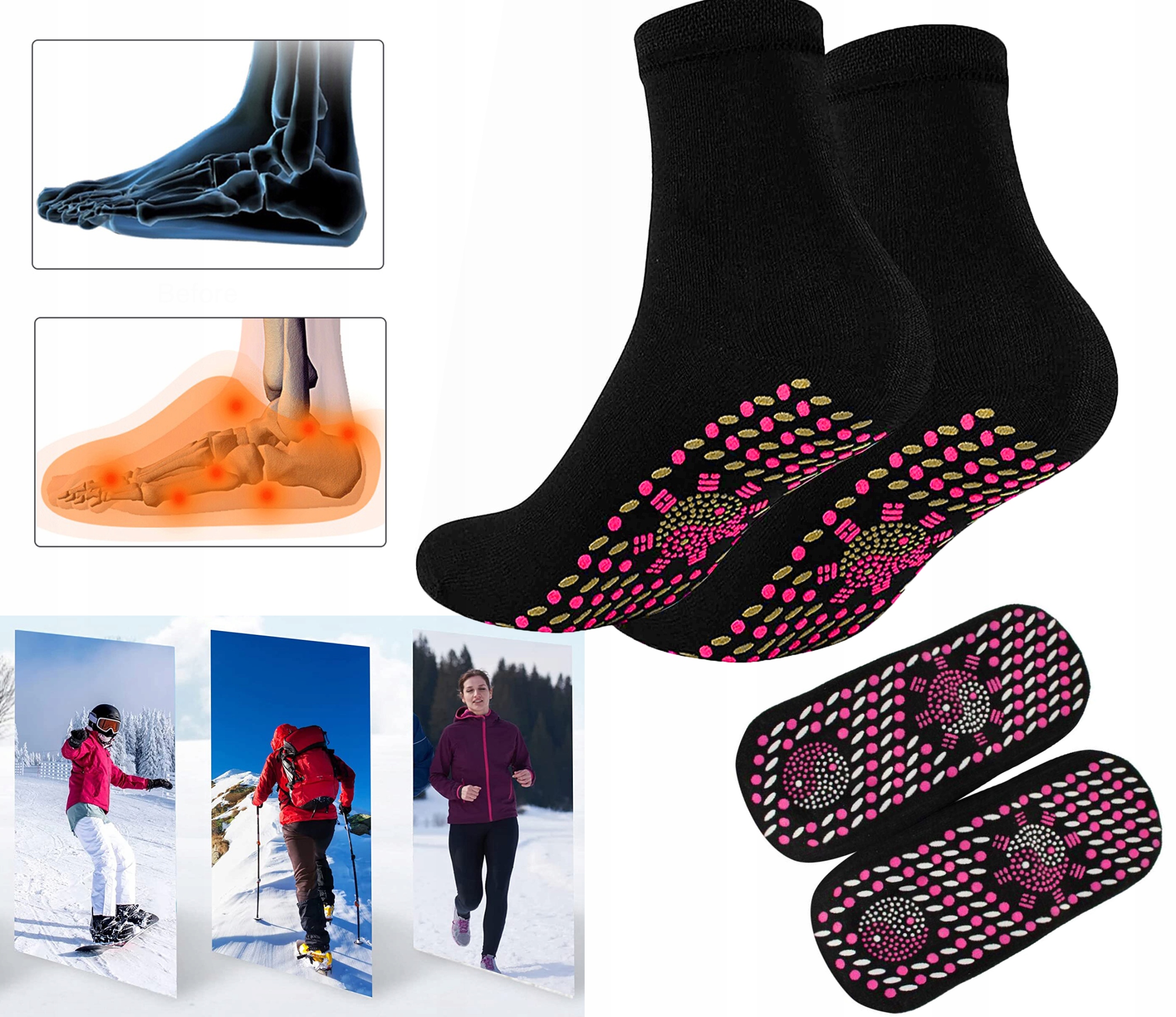 Magnetinės šildomos kojinės su turmalinu (unisex)