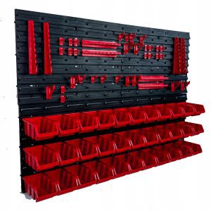 Sienelė įrankiams 115x78 cm su įvairiomis lentynomis + 33 dėžutės