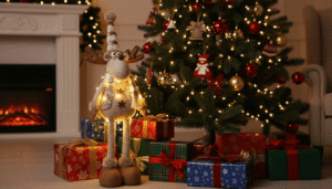 Kalėdinė dekoracija elnias su teleskopinėmis kojomis