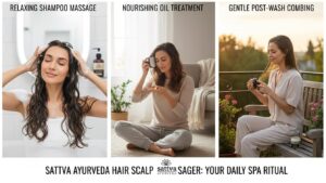 šepetys slenkantiems plaukams Sattva Ayurveda Hair Scalp Massager