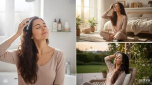 Galvos odos masažuoklis, juodas, Sattva Ayurveda Hair Scalp Massager