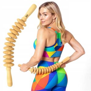 Anticeliulitinis masažuoklis 12 ratukų medinis kūno masažuoklis