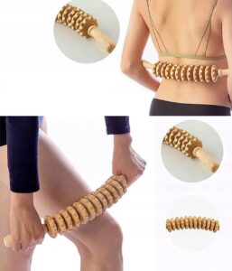 Anticeliulitinis masažuoklis 12 ratukų medinis kūno masažuoklis