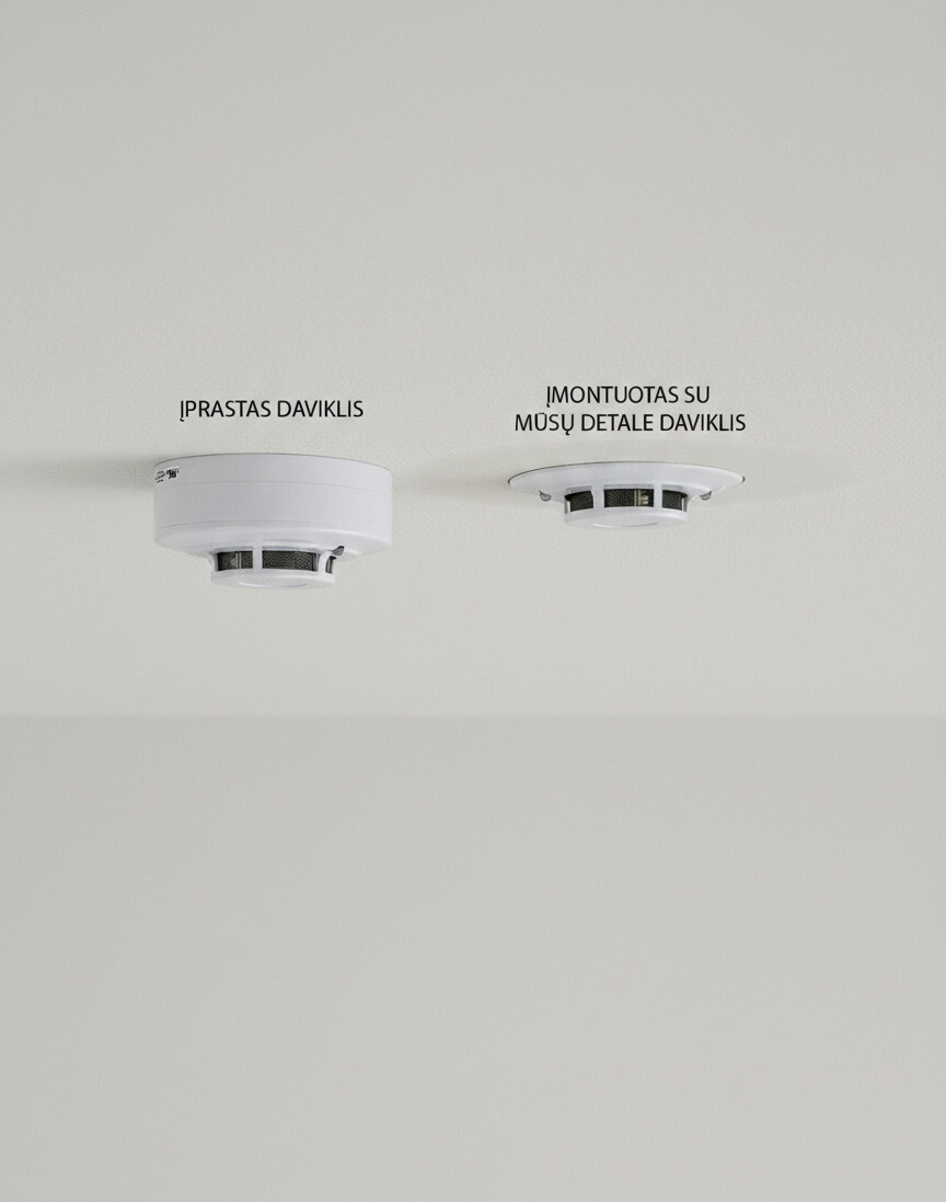 Priglaistoma detalė dūmų jutikliui