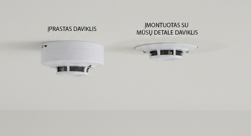 Priglaistoma detalė dūmų jutikliui