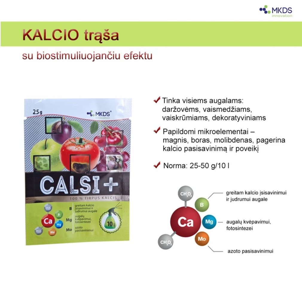 CALSI+ kalcio trąša su mikroelementais B, Mg, Mo, 25 g kaina internetu