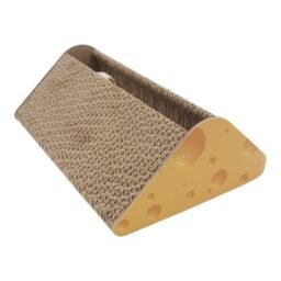 Kartoninė draskyklė katėms su žaisliuku „Sūris“, 25 x 18 x 8.5 cm kaina internetu